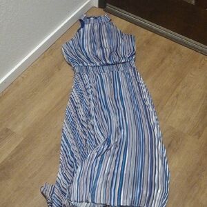 White House Black Market Multicolor Striped Pleated Maxi Dress